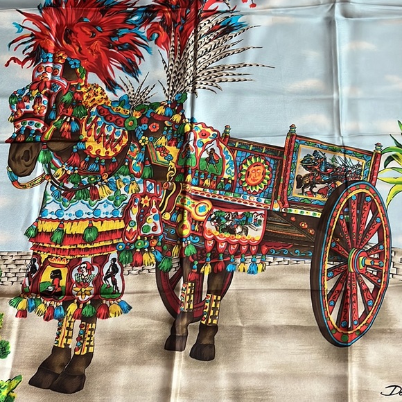 AUTH Dolce and Gabbana 100% Silk Italian Scarf - Picture 5 of 10